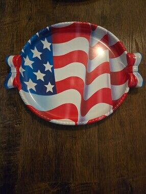 American Flag Decorative Serving Tray - Red White Blue